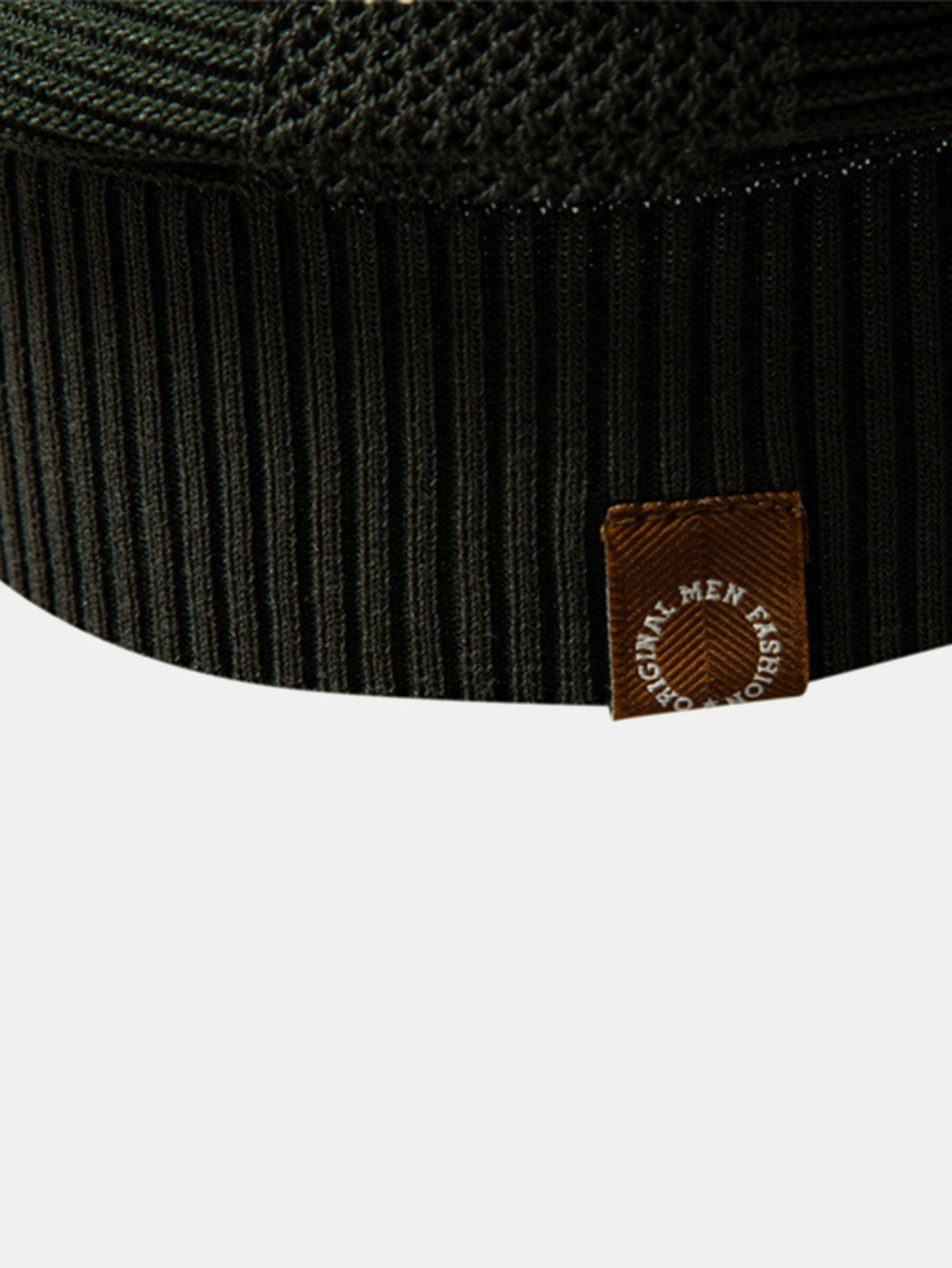 Striped Hollow Knit V-Neck Polo