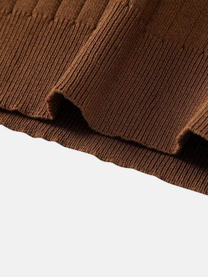 Striped V-Neck Knit Polo