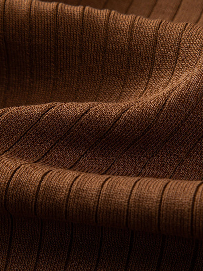 Striped V-Neck Knit Polo