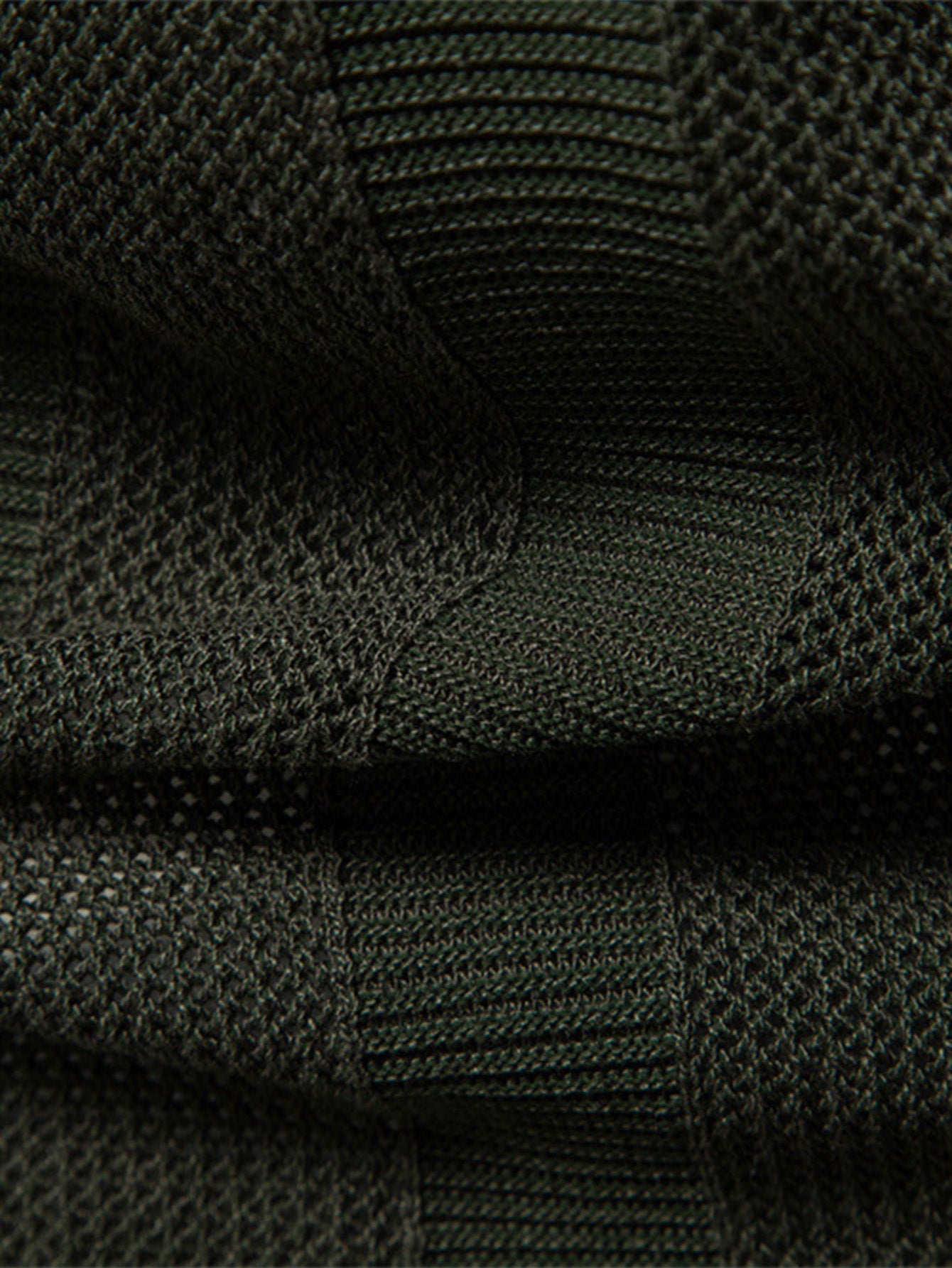 Striped Hollow Knit V-Neck Polo