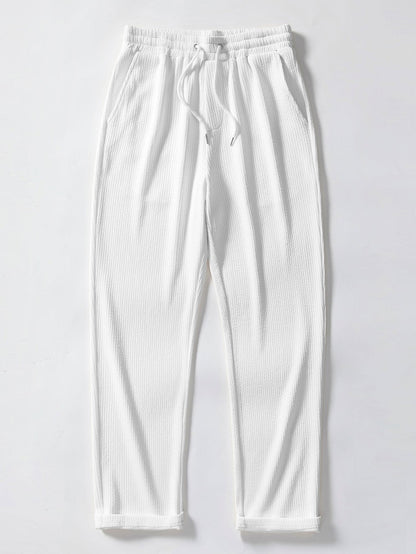 Textured V-Neck Polo & Trousers Set